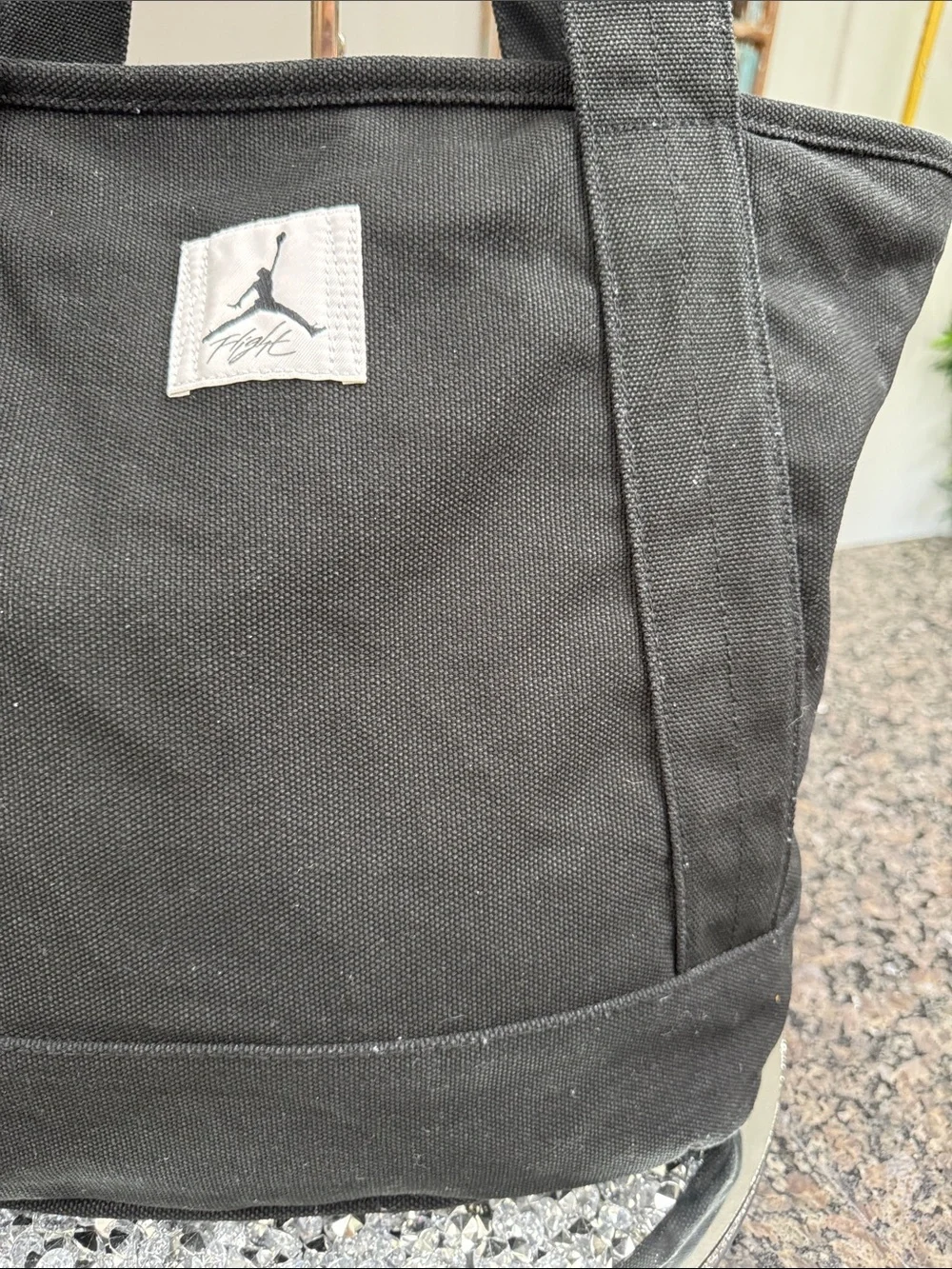 Nike air Jordan Black heavy duty Canvas Duffel Tote Bag EUC